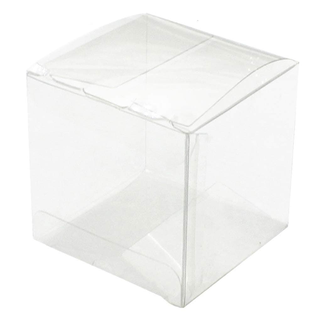 Aeiniwer 50 Pack 3 x 3 x 3 PET Transparent Clear Wedding Favor Boxes Gift Boxes for Wedding, Party, Birthday Presents, Candy, Cupcakes, Jewelry
