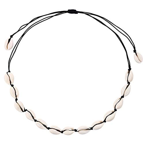 ASELFAD Natural Shell Necklace Cowrie Shell Choker Handmade Woven Adjustable Hawaii Seashell Necklace for Women Girls