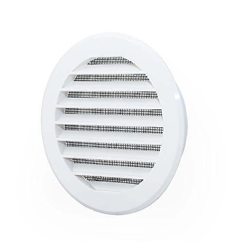 White Circle Air Vent Grille 160mm / 6.3" with Mesh Round Furniture Ventilation Ducting Cover OW66