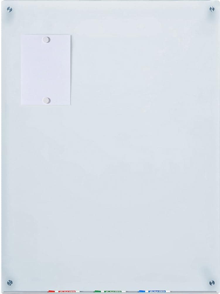 Audio-Visual Direct Magnetic White Glass Dry-Erase Board Set - 40" x 35" - Includes Magnets, Hardware & Marker Tray