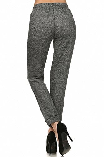 SASSY APPAREL Women's Peppered Style Drawstring Jogger Pants with Pockets