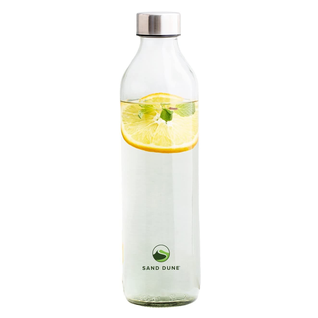 SAND DUNE Glass Water Bottle, 800 ml, with Leak-Proof Airtight Stainless-Steel Lid for Water, Smoothie, Juices - Reusable Travel Glass Drinking Fridge Bottle