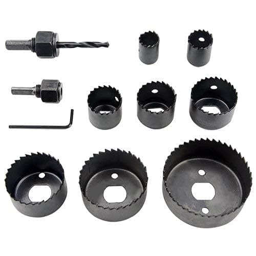DEDSODedso 11PCS Hole Saw Kit 3/4"-2-1/2" (19-64mm) Hole Saw Set with Mandrels,Hex Key,Ideal for Soft Wood,PVC Board,Plywood,Drywall Drilling