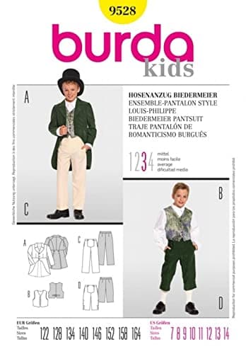 BurdaChildren's Sewing Pattern 9528 - Biedermeier Pantsuit Sizes: 7-14