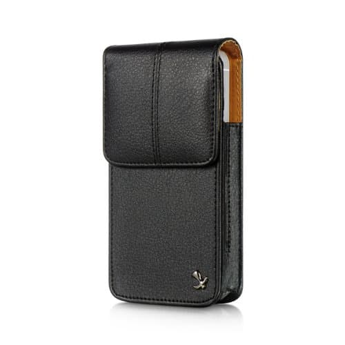 Premium Executive Black Vertical Leather Carrying Pouch Case for Apple iPhone 4 / 4S / 5 / 5S /5C Samsung Galaxy S4 / IV mini Smart Phone
