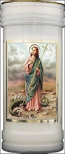 St. Martha candle 72 hour burn Novena Prayer Saint Catholic 15cm White