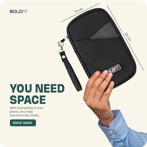 Boldfit Polyester Passport Cover for Men Card Holder for Men Travel Accessories Passport Holder for Women Travel Passport Holder Cards Passport Organizer for Travel Wallet Travel Essentials,Black