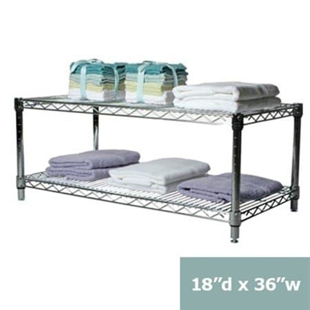 18" d x 18" w Chrome Wire Shelving with 2 Shelves