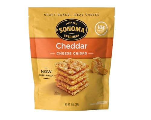 Sonoma Creamery Cheese Crisps - Cheddar Savory Cheese Cracker Snack High Protein Low Carb Gluten Free Wheat Free 10 Ounce (1 Count)