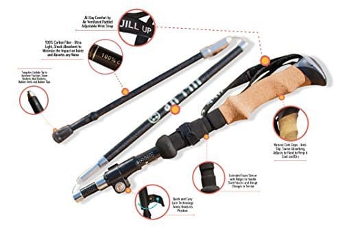 Micro Tri-Fold Carbon Fiber Cork Trekking Poles/Sticks - Foldable, Adjustable, Ultralight - Perfect Nordic Walking Sticks for Hiking, Walking, Backpacking