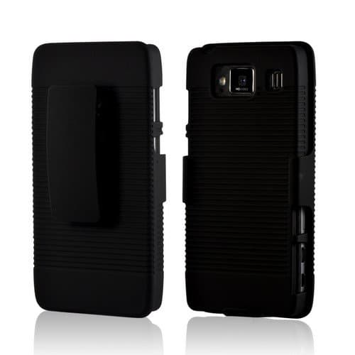 Black Matte Hard Case Holster Combo w/ Kickstand & Belt Clip for Motorola Droid RAZR MAXX HD