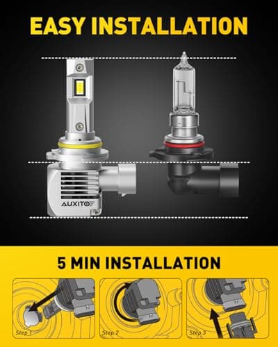 AUXITO 9OO5 Bulbs, Super Bright 30000LM 6000K Cool White with Cooling Fan, IP67, Pack of 2