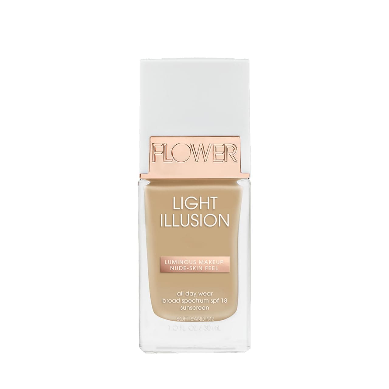FLOWER BEAUTY By Drew Barrymore Light Illusion SPF Foundation - Blendable + Buildable - Natural Finish - Lightweight Formula (Soft Sand)