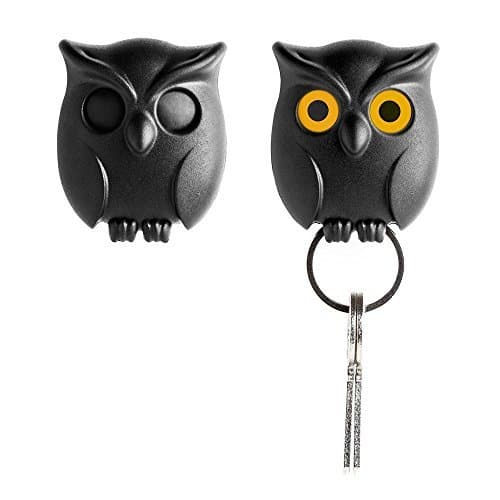 QUALY Night Owl Keyring Holder by Design Studio. Black Color. Cool Home Decor. Unusual Wall Decoration. Unique Gift. by