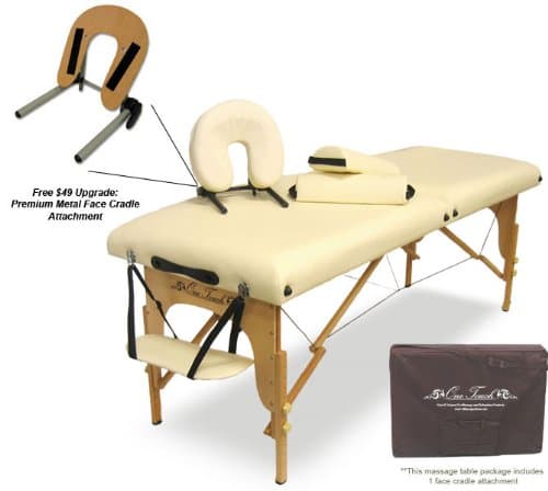 OneTouch Elite Series 30" Wide Portable Massage Table with 2 Free Bolster Pillows Cream Color