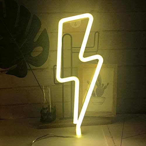 ENUOLI LED Lightning Sign Shaped Decor Light Warm White Neon Wall Light Wall Decor Lightning Neon Lights Battery/USB Powered Night Light for Christmas Kids Room Living Room Wedding Party Decor