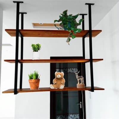 Rustic Kitchen Wood Wall Shelf,Wall Mounted Hanging Liquor Display Bar Shelves Wine Bottle Holder Rack Multi Use for Home Kicthen Coffee Storage & Organization Product (3-Layer L31.5'' D12''xH37.5'')