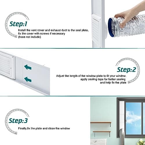 Daisypower Dryer Vent Window Kit,4" Adjustable Window Vent Kit with Outdoor Dryer Vent Cover