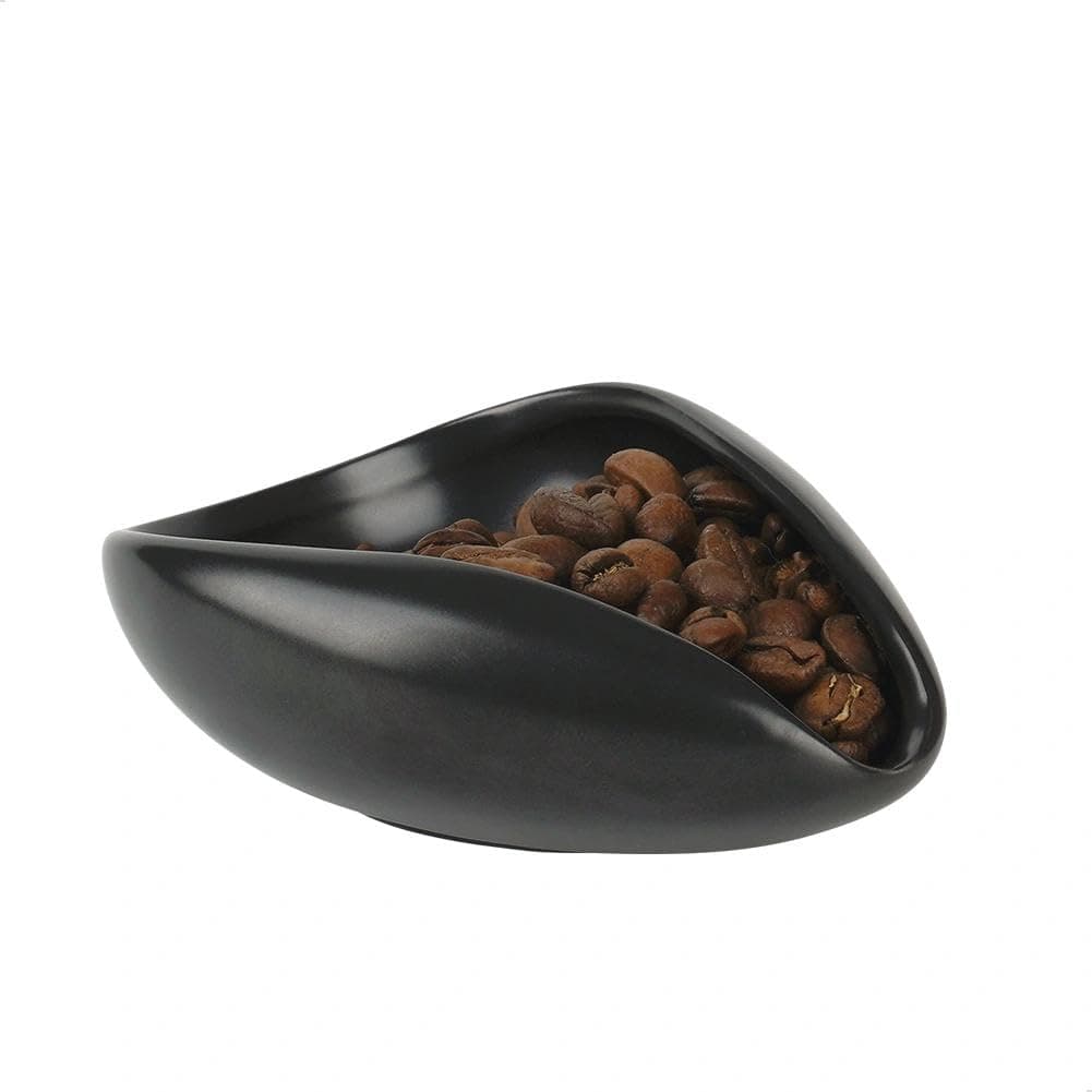 Upgraded 30g Ceramic Coffee Dosing Cup & Tea Storage Tray, Single Dose Measuring Container for Coffee Beans & Loose Leaf Tea Dosing Vessel, Black