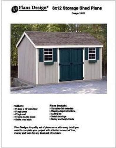 8' x 12' Gable Storage Shed Project Plans -Design #10812