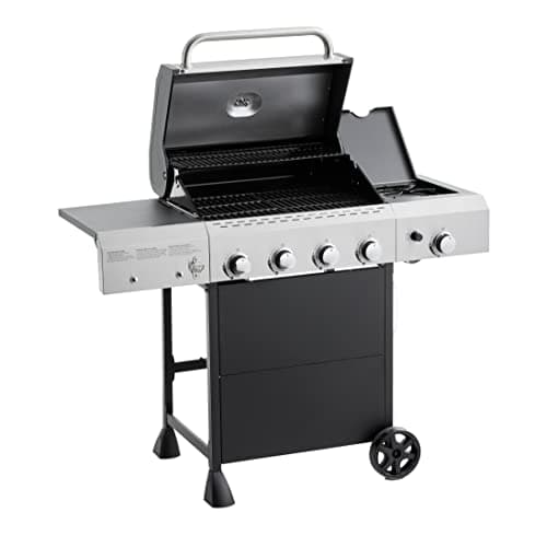 Amazon Basics Freestanding Gas Grill with Side Burner, 4 Burner (52,000 BTU), Black