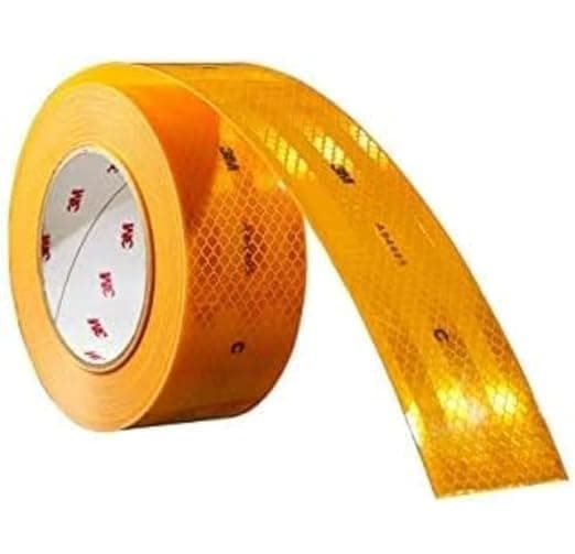 3M 2 inch (50.8 mm) Width x 20 Feet High Intensity Warning Retro Reflective Reflector Radium Conspicuity Sticker Tape Sheet For Car, Truck, Lorry, Cycle Yellow