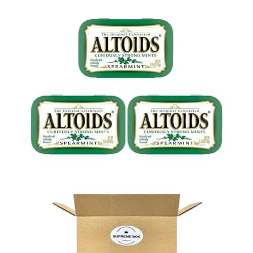 Altoids Classic Spearmint Breath Mints Hard Candy - 1.76 oz each Tin - Pack of 3 (5.28 oz in total)