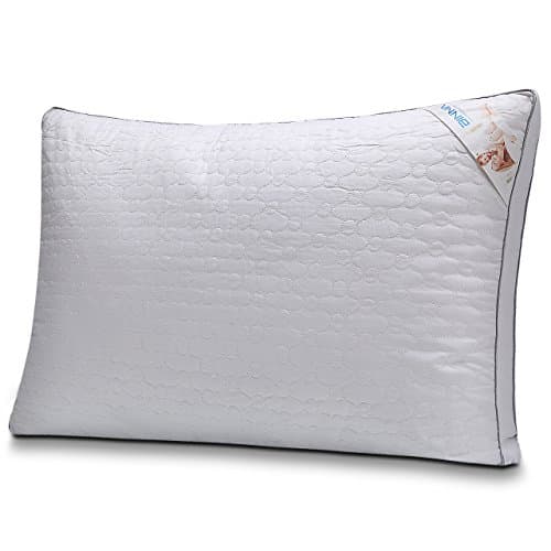 BINMA Pillow, Silk Cotton Bedding Pillow, Dust and Mite Repellent Filler with Geometry Patterns and Grey Double Edges