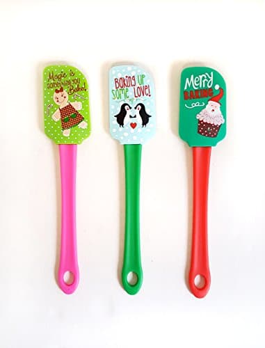 Christmas Spatulas 3 Pack - Stocking Stuffers, Cooking, Gifts, Kitchen Tools (Light Green Blue Green)