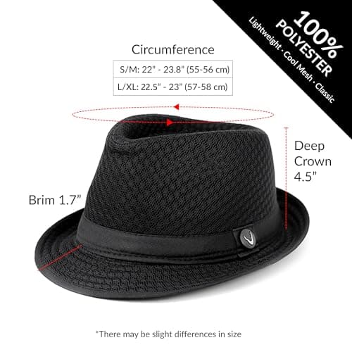 THE HAT DEPOT 200G1015 Classic Fedora Hat Soft Cool Lightweight Mesh