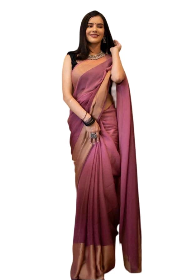 Ready to wear saree one min ready saree Pre draped pre-stitched sari with Unstitched Blouse