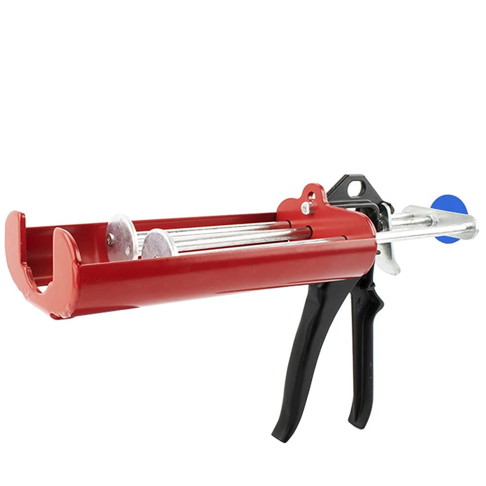CJGQ Manual Double Epoxy Gun 400 mL/13.5 fl oz (1:1 Mix Ratio) Dual Component Applicator for Panel Bond Gun (Passion Red)