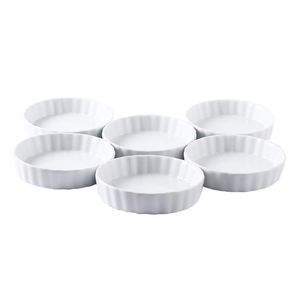 6 OZ Super White Durable Porcelain Quiche Baking Dish( creme brulee souffle ) Set Of 6