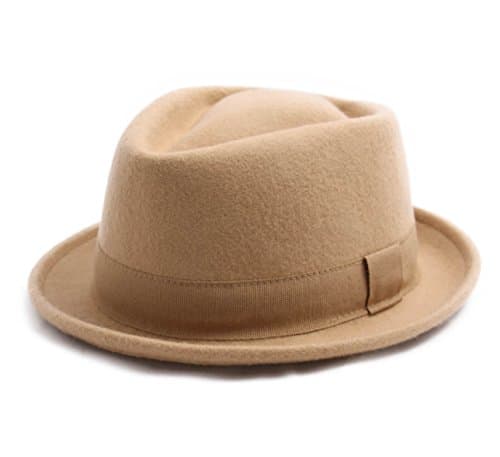 Classic Italy Classic Diamond Porkpie Wool Felt Pork Pie Hat Size 57 cm Camel