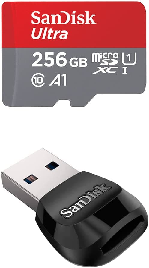 256GB Ultra microSDXC UHS-I Memory Card with Adapter – Up to 150MB/s with SanDisk MobileMate USB 3.0 microSD Card Reader