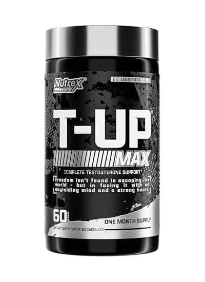 Nutrex Research T-UP Booster Supplement for Men - Increase T Levels, Build Muscle, Boost Strength & Recovery - 60 Capsules