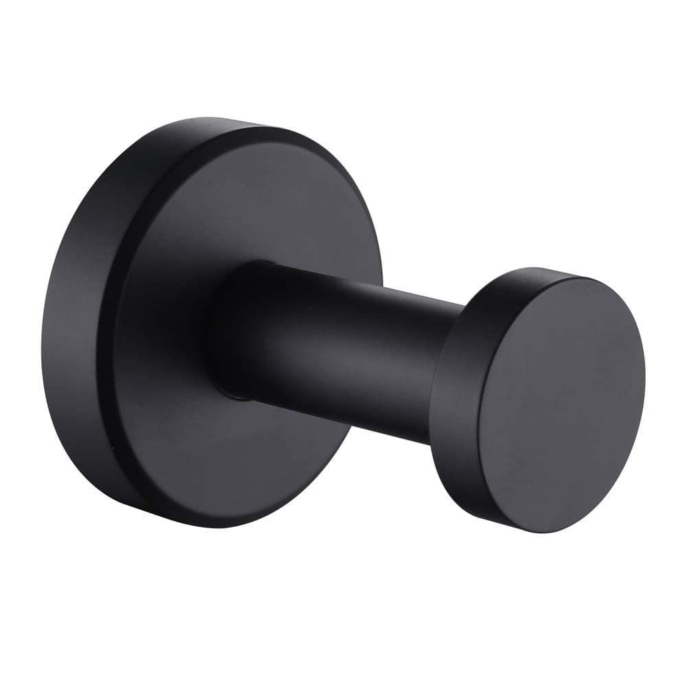 APLusee Coat Hook, SUS304 Stainless Steel Single Round Robe Towel Hook Bathroom Kitchen Garage Home Storage Utility Hanger, Matte Black
