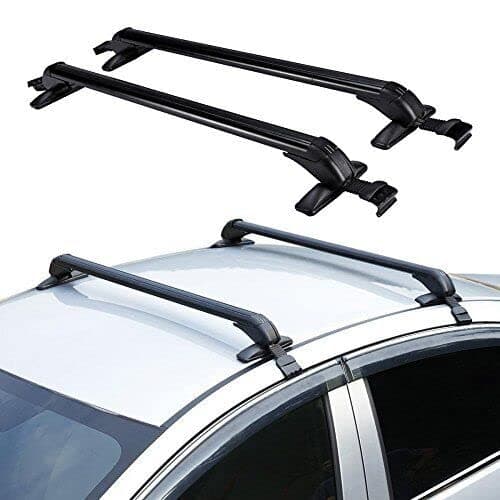 2X Universal Roof Rack Adjustable Window Frame Rail Cross Bar Luggage Rack 165.34lbs Load Capacity Cargo Carrier with Keys for Most Car Vehicles SUV Car Roof