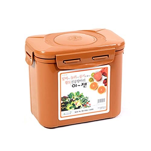 e-jen Probiotic Kimchi Sauerkraut Fermentation Container with Vacuum Lid Stoneware Brown 3.4L