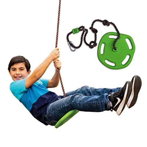Swurfer Tree Swing Ring 3-in-1 Outdoor Tree Disc Swing Climbing Rope to Sit, Stand and Hang for Kids Supports Up to 200 Pounds, Attaches to Trees and Backyard Swing Sets / Play Sets