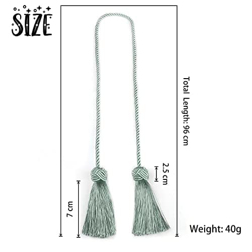 BEL AVENIR 4 Pack Curtain Tiebacks Handmade Decorative Curtain Holdbacks Rope with Tassel (Light Blue)