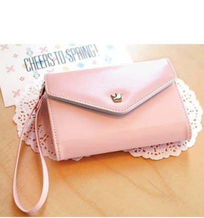 Crown Smart Pouch Wallet Case Handbag for Blackberry, iPhone and iPod (Cotton Pink)