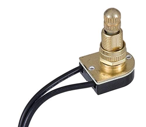B&P Lamp® On-Off Rotary Canopy Switch with nonremovable Brass Plated knob, 5/8" Shank