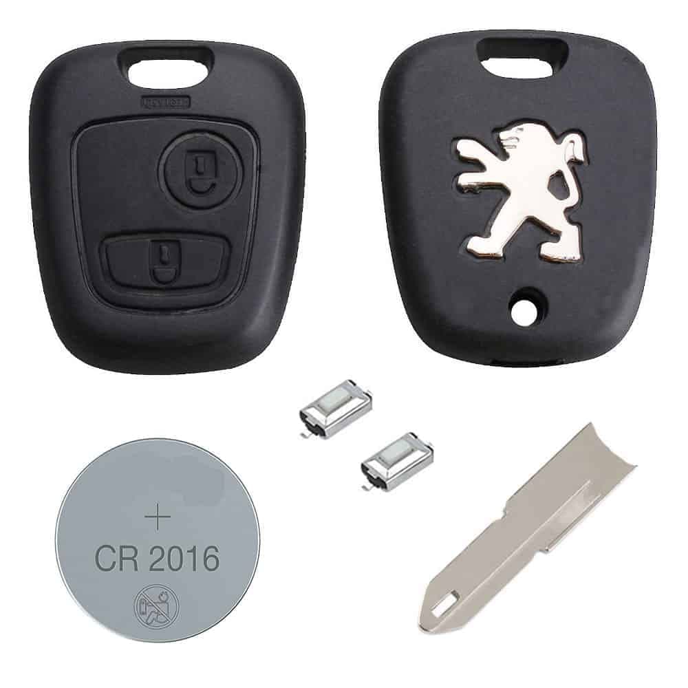 Peugeot DIY Repair Kit Replacement 2 Button Remote Car Key Fob Case NE73 Blade Battery Micro Switches for Peugeot 106 206 306 406 107 207 307 407 Keys Fobs Peugeot Cars Vans