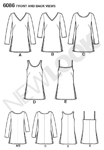 New Look A 10-12-14-16-18-20-22 Sewing Pattern 6086 Misses Tops, white