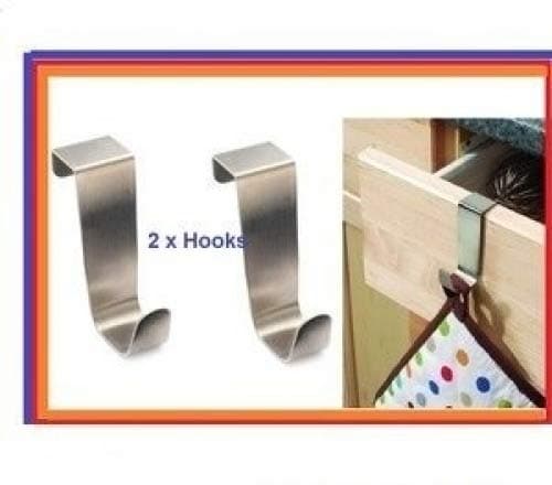 HIGH Quality 2 x Stainless Steel Over Kitchen Cabinet Draw Door Hooks,Towel Hanger Holder