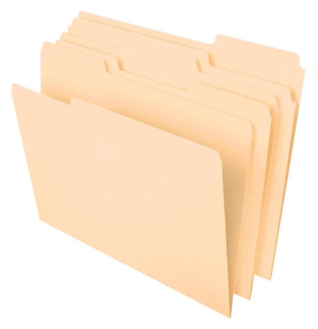 Pendaflex File Folders, Letter Size, 21.6 cm x 27.9 cm, Classic Manila, 1/3-Cut Tabs in Left, Right, Center Positions, 100 Per Box (65213)