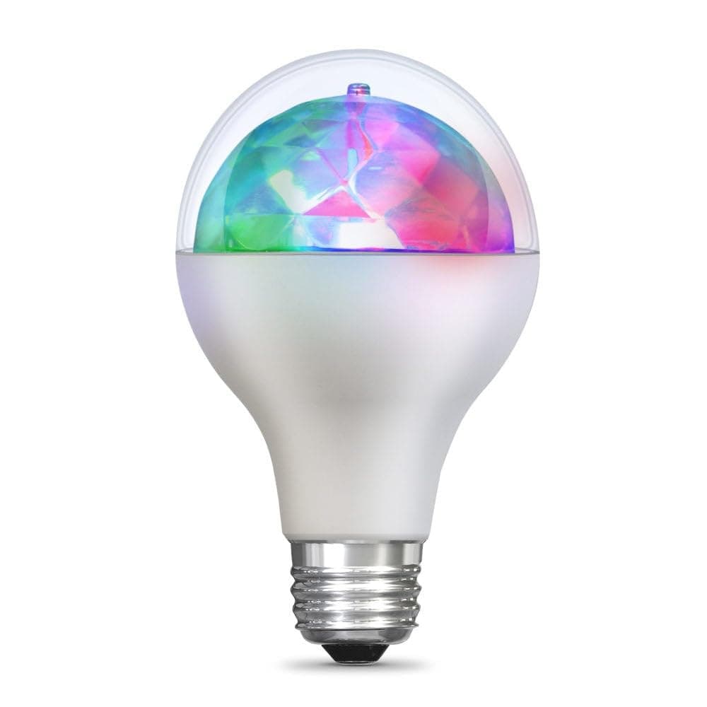 Feit Electric A23 Multi-Color Rotating Disco Party LED Light Bulb, Diamond Lens Color-Changing Effect, E26 Base, Decorative Party & Kids Room Lighting Bulb, 10,000-Hour Lifetime, DISCO1/LED