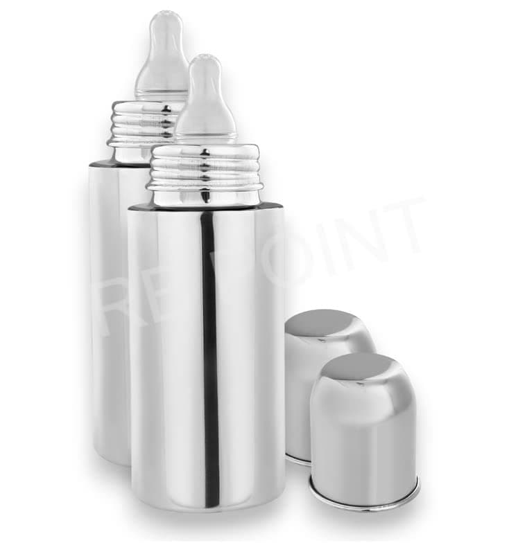 Pack of 2 Feeding Bottle Joint Less 304 Grade No Joints BPA Free No Plastics Anti-Corrosion New Born Baby/Toddlers/Infants for Drinks/Juice/Milk/Water (240 ml)