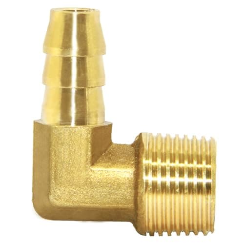 Joywayus Brass Hose Fitting,90 Degree Elbow,3/8" Barb x 3/8" NPT Male Pipe Water/Fuel/Air (Pack of 2)